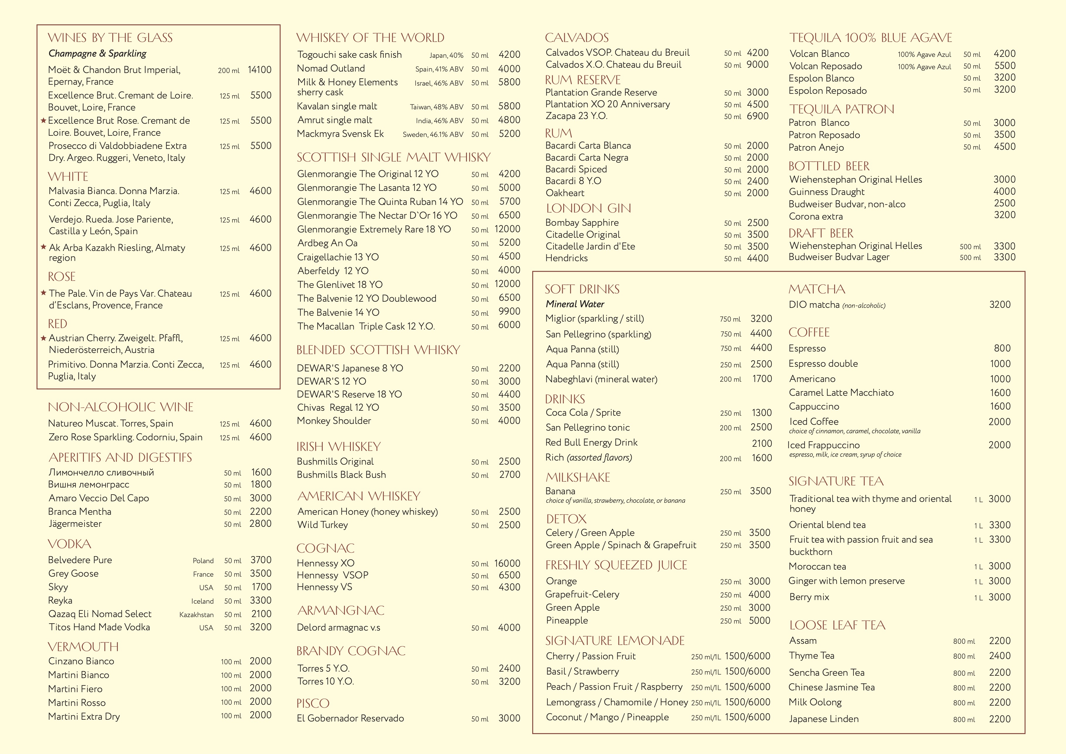 Bar Menu