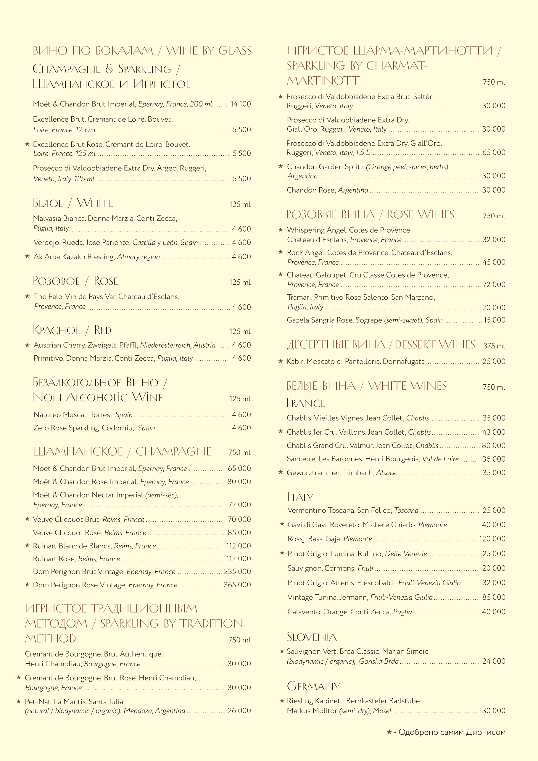 Bar Menu